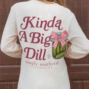 Simply Southern Cream Long Sleeve Tee with Pink Graphic XXL
